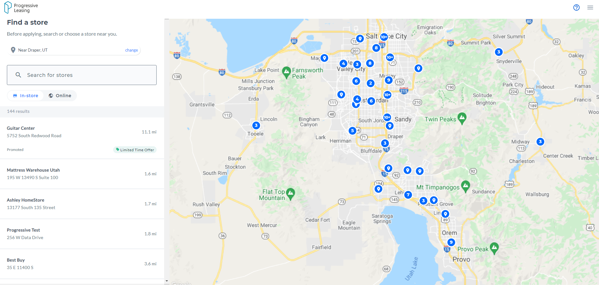 Where can I find a retailer that offers Progressive Leasing